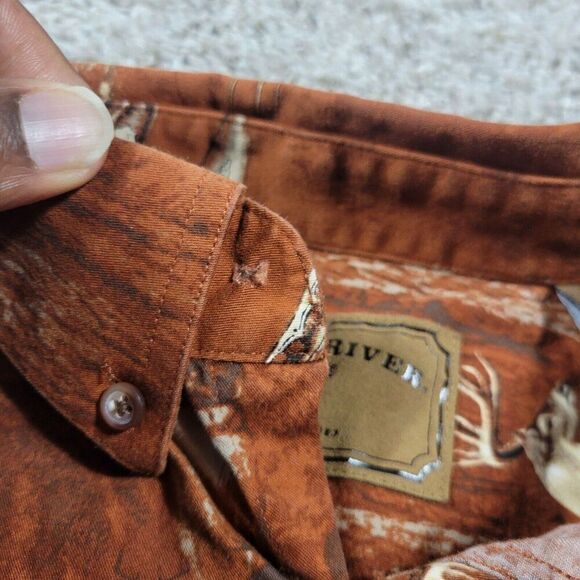 North River Outfitters Shirt XL Burnt Orange Hunting Long Slv Button Down Flaw* - Picture 3 of 8